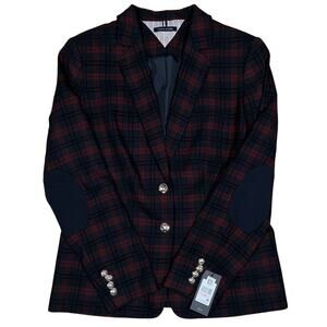 NWT Women’s Tommy Hilfiger Red Plaid Blazer W/ Elbow Patches Size 10 MSRP 139